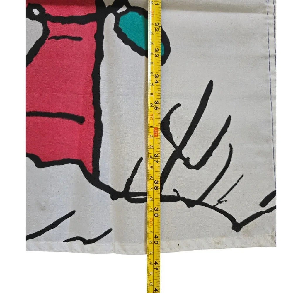 Vintage Peanuts Snoopy Christmas Flag Sleeping on his Red Dog house Lights Snow